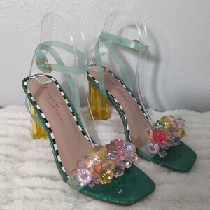 Betsey Johnson Green and Yellow Heeled Sandals